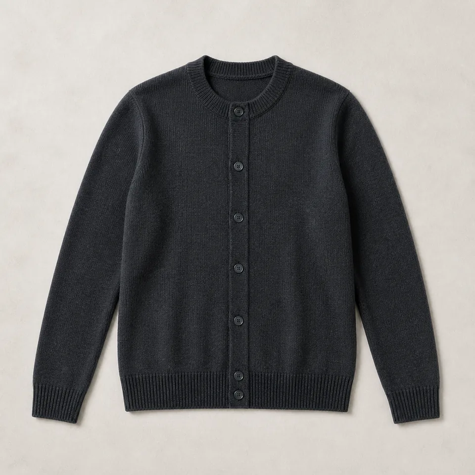 Anthrazitfarbener Rundhals Cardigan Herren