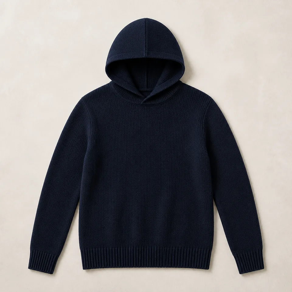 Dunkelblauer Strick Hoodie Herren