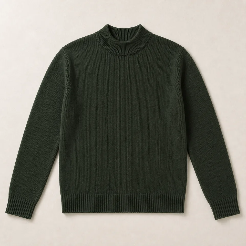 Grüner Stehkragen Pullover Herren
