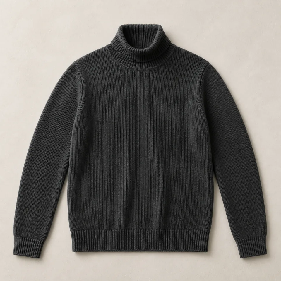 Anthrazitfarbener Rollkragenpullover Herren