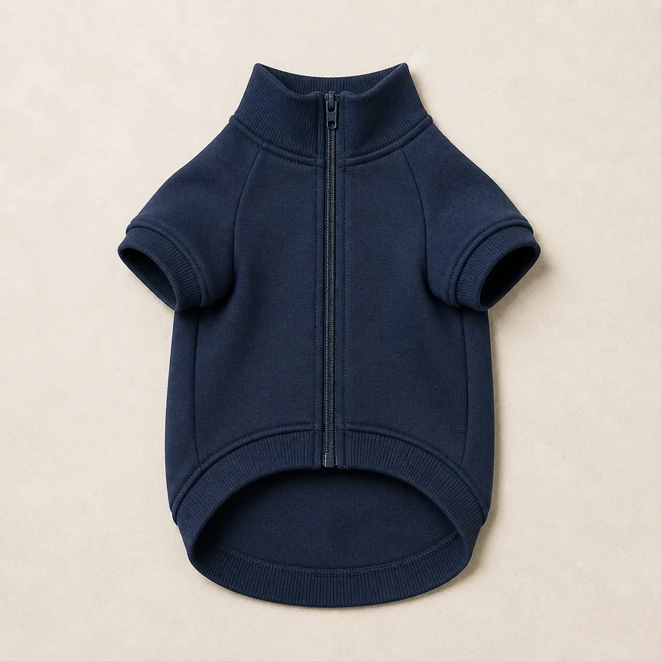 Dunkelblaue Hundestrickjacke mit Reißverschluss
