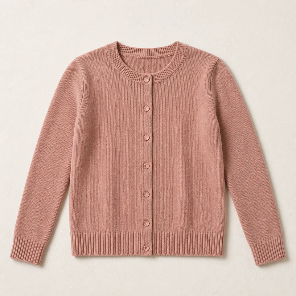 Altrosafarbener Rundhals Cardigan Damen