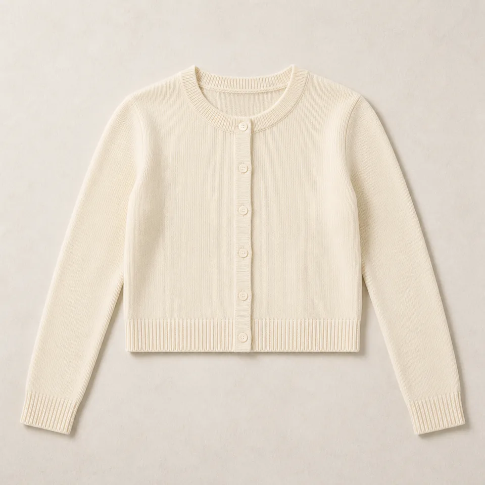 Kurzer elfenbeinfarbener Cardigan Damen