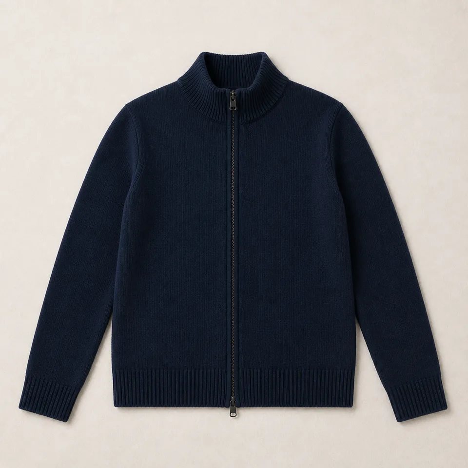 Dunkelblauer Damen Cardigan mit Reißverschluss