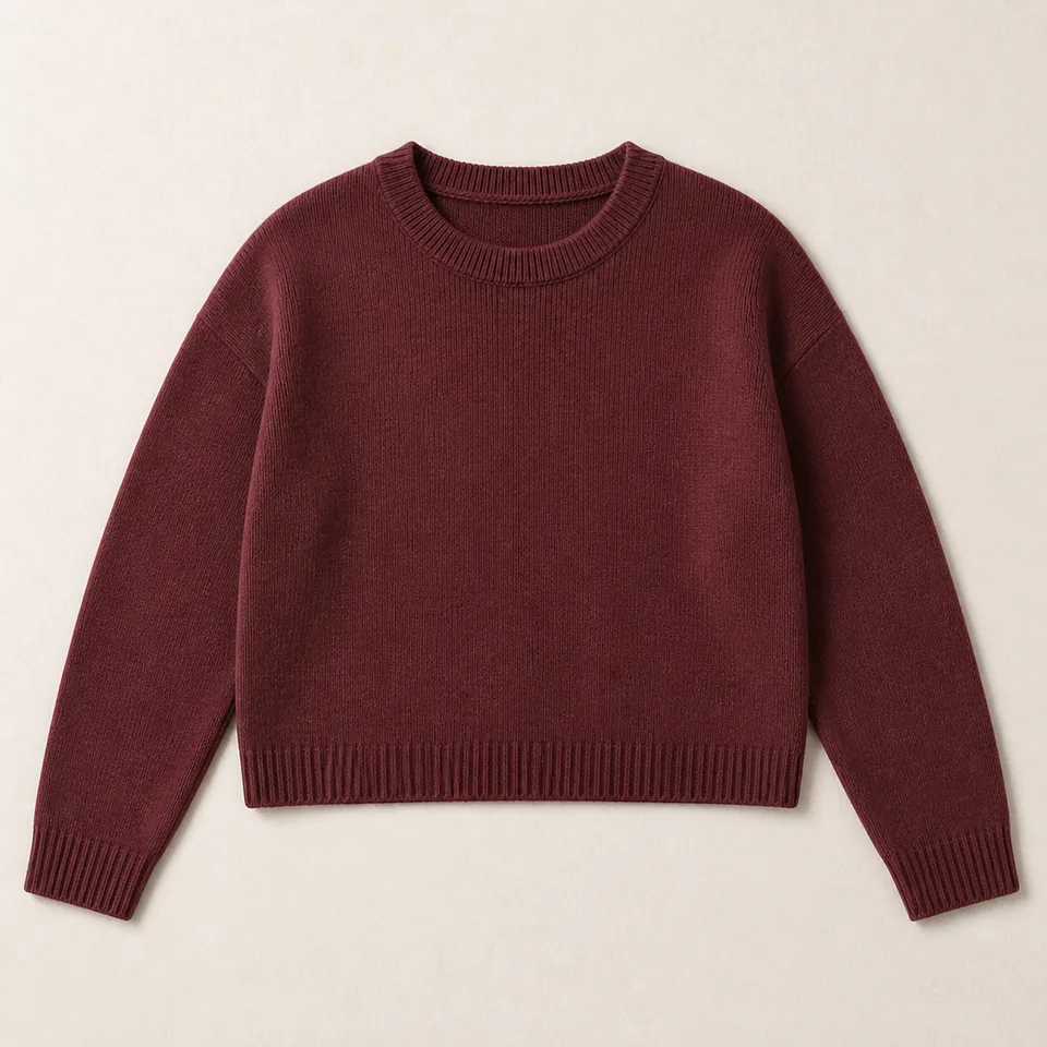 Burgunderroter Cropped Pullover Damen