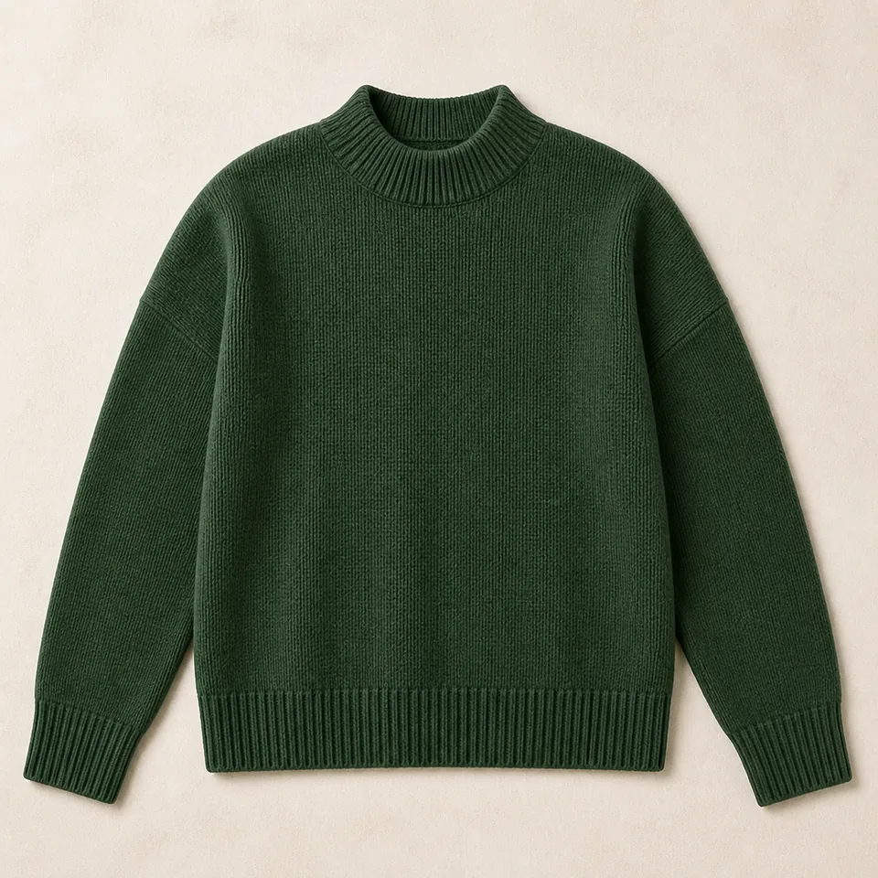 Grüner Stehkragen Pullover Damen