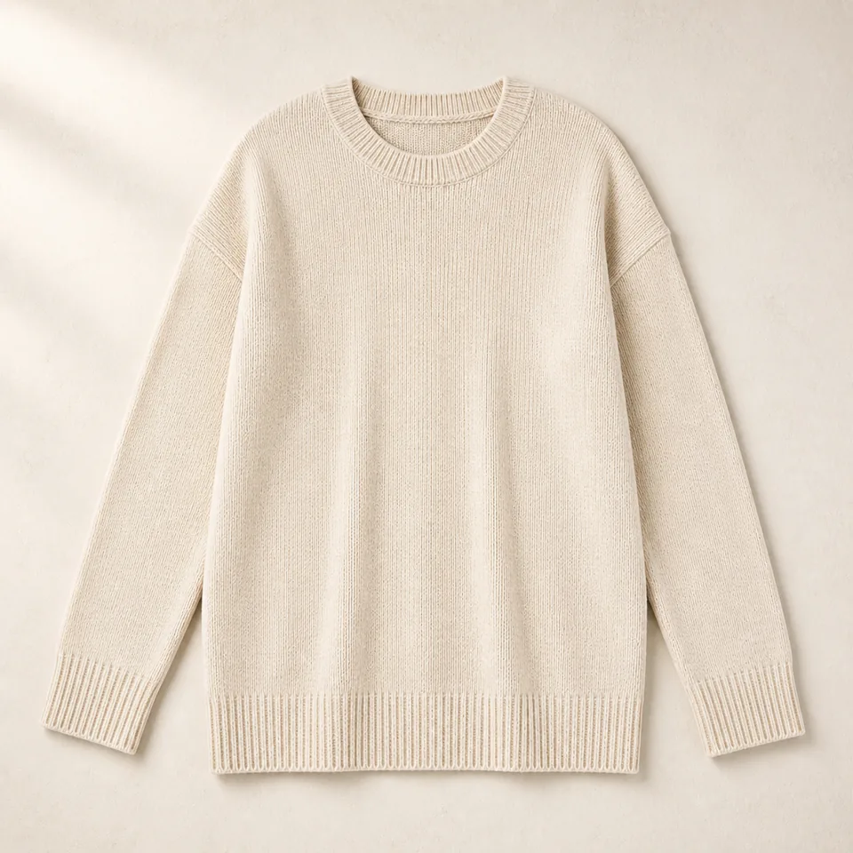 Naturfarbener Oversize Pullover Damen