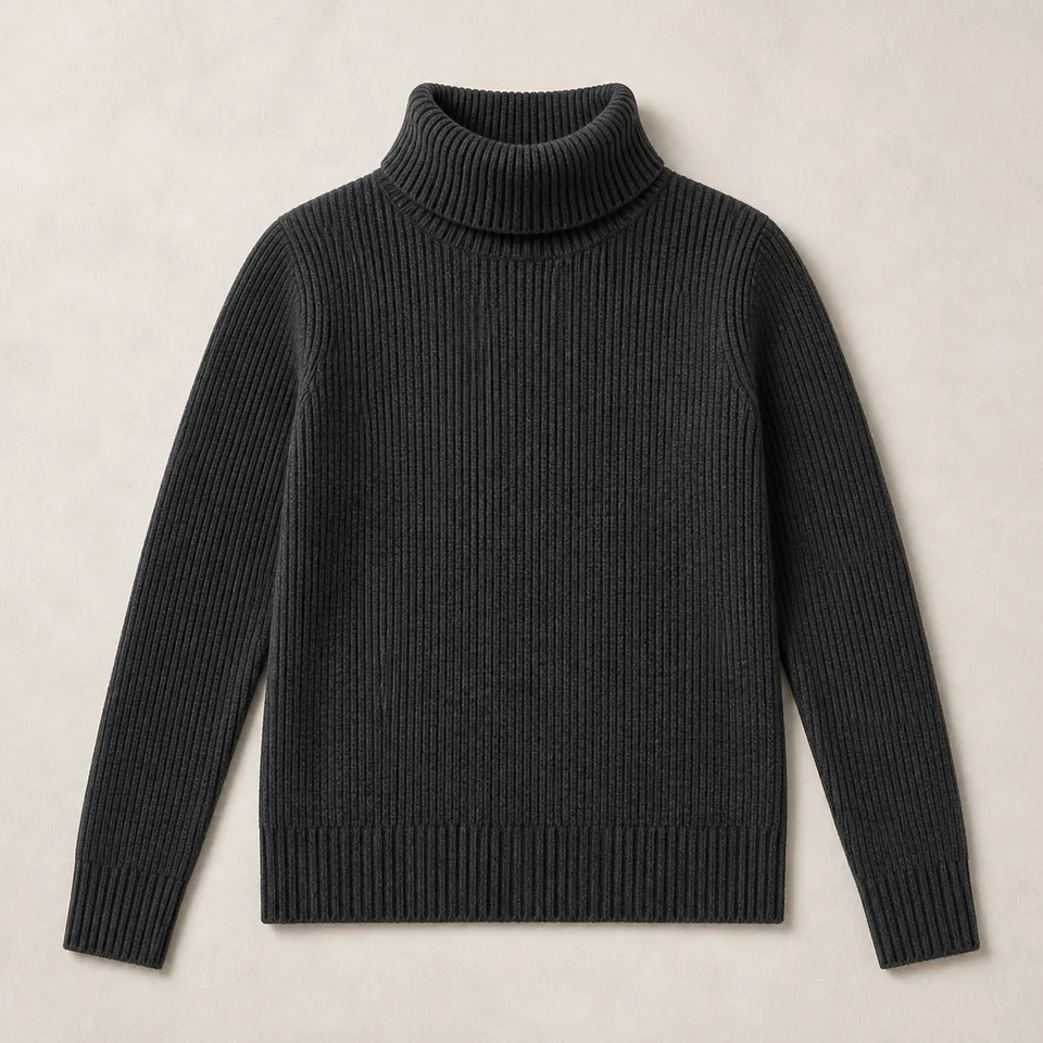 Anthrazitfarbener Rollkragenpullover Damen
