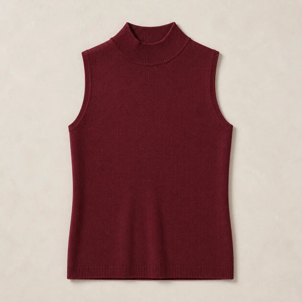 Burgunderrotes ärmelloses Stricktop Damen