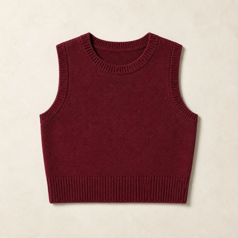 Burgunderroter Cropped Pullunder Damen