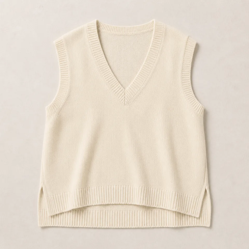 Cremefarbener Oversize Pullunder Damen